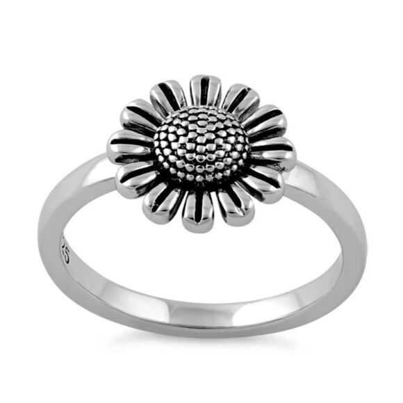 New Sterling Silver Sun Flower Ring - Picture 2 of 4